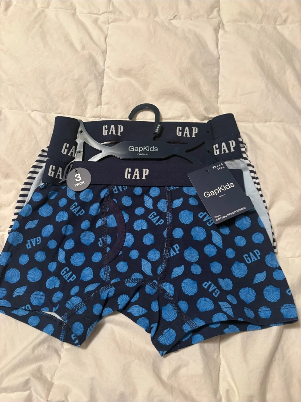 GAP Boys Navy Boxer Briefs Pack with Blue Dot Pattern